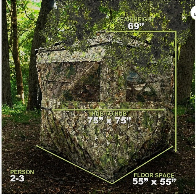 Pop Up Hunting Blind with Leafy Camouflage